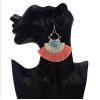 E-4635 8 Colors New Fashion Silver Plated Alloy Acrylic Crystal  Fan Shaped Earrings For Women Charms Jewelry Accessory