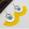 E-4635 8 Colors New Fashion Silver Plated Alloy Acrylic Crystal  Fan Shaped Earrings For Women Charms Jewelry Accessory