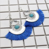 E-4635 8 Colors New Fashion Silver Plated Alloy Acrylic Crystal  Fan Shaped Earrings For Women Charms Jewelry Accessory
