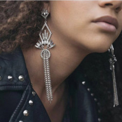 E-4499 2 Colors Luxury Fashion Silver Gold Metal Rhinestone Crystal of Jewelry Making Beaded Alloy Tassel Earrings
