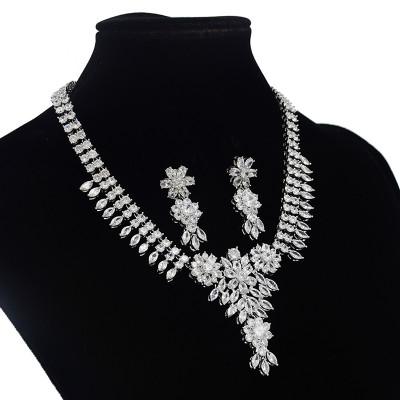 N-7048 Elegant 3A Zircon Bride Weeding Party Necklace Earring Jewelry Set