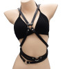 N-7053 Sexy Women Black Leather Bondage Straps Bra Body Harness Belt Body Jewelry