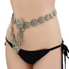 N-7056 Vintage Silver Flower Waist Chain Bells Metal Tassel Belly Chain Belt Chains Bohemian Body Jewelry