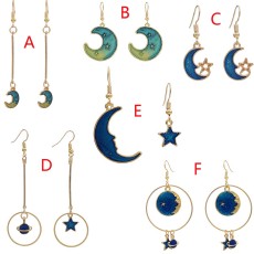 E-4636 New Fashion Gold Plated Alloy Moon Star Starry Sky Earrings For Women Jewelry