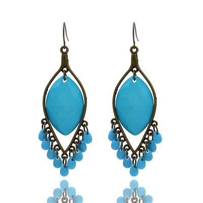 Vintage Style Blue Drip Tassel Earring E-0510