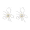E-4633 Fashion Handcraft Artificial Crystal Beaded Flower Stud Earrings