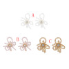 E-4633 Fashion Handcraft Artificial Crystal Beaded Flower Stud Earrings