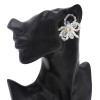 E-4633 Fashion Handcraft Artificial Crystal Beaded Flower Stud Earrings