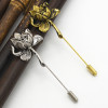 P-0400 2 Colors Gold Silver Metal Flower Fashion Brooch For Women Party Jewelry