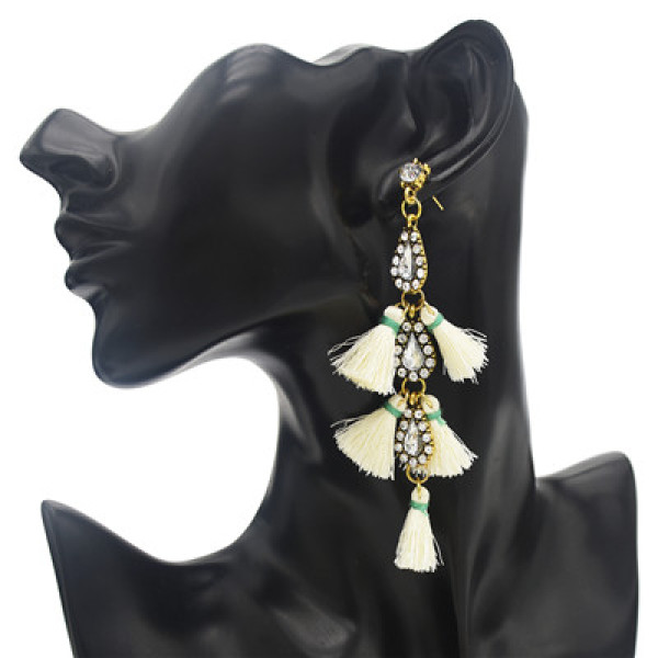 E-4639  5 Colors Trendy Bohemian Style  Rhinestone Tassel Women Earrings For Party