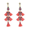 E-4639  5 Colors Trendy Bohemian Style  Rhinestone Tassel Women Earrings For Party