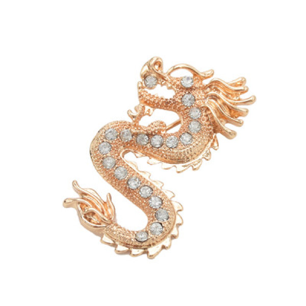 P-0401 2 Colors Trendy Metal Rhinestone Dragon Brooch Fashion Accessories