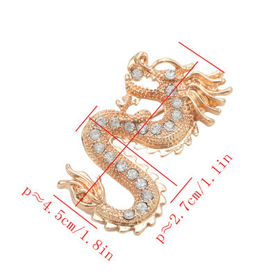 P-0401 2 Colors Trendy Metal Rhinestone Dragon Brooch Fashion Accessories