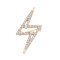 P-0402 2 Colors Trendy Metal Rhinestone Lightning Shape Brooches Pins