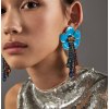 E-4644 Fashion Gold Plated Alloy Enamel Flower Rhinestone Crystal Tassel Drop Dangle Earrings