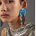 E-4644 Fashion Gold Plated Alloy Enamel Flower Rhinestone Crystal Tassel Drop Dangle Earrings