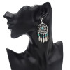 N-7059 Bohemian Earrings Necklace Jewelry Set Silver Plated Alloy Ethnic Carved Gemstone Tassels Earring Pendant Necklaces
