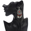 N-7059 Bohemian Earrings Necklace Jewelry Set Silver Plated Alloy Ethnic Carved Gemstone Tassels Earring Pendant Necklaces