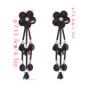 E-4642 New Fashion Black Gun Alloy Charms Fringe Flower Rhinestone Crystal Sequins Tassel Drop Dangle Earrings Women Engagement Jewelry