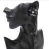 E-4642 New Fashion Black Gun Alloy Charms Fringe Flower Rhinestone Crystal Sequins Tassel Drop Dangle Earrings Women Engagement Jewelry