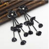 E-4642 New Fashion Black Gun Alloy Charms Fringe Flower Rhinestone Crystal Sequins Tassel Drop Dangle Earrings Women Engagement Jewelry