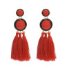 E-4646 6 Colors New Fashion Trendy Big Acrylic Button Shape Thread Tassel Dangle Earrings