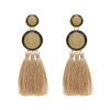 E-4646 6 Colors New Fashion Trendy Big Acrylic Button Shape Thread Tassel Dangle Earrings