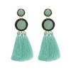 E-4646 6 Colors New Fashion Trendy Big Acrylic Button Shape Thread Tassel Dangle Earrings