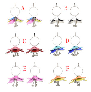 E-4648 6 Colors New Fashion Trendy Big Flower Charms Fringed Resin Rhinestone Drop Dangle Earrings Women Engagement Jewelry