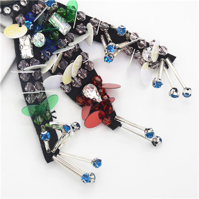 E-4649 Trendy Unique Big Pearl Rhinestone Plastic Thin Slice Jewelry Design