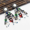 E-4649 Trendy Unique Big Pearl Rhinestone Plastic Thin Slice Jewelry Design