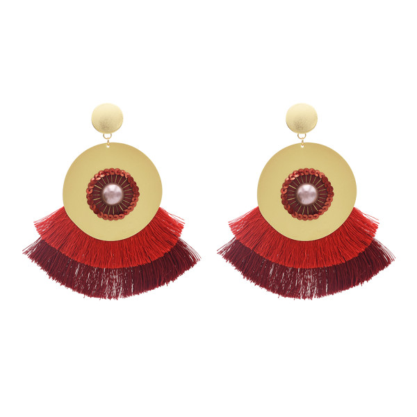 E-4653 Bohemian Handmade Statement Drop Earring Tassel Threads Big Earrings for Women Bridal Bridesmaid Ear Jewelry