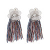 E-4654 Bohemian Flower Shape Thread Crystal Tassels Earring Ear Studs for Women
