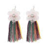E-4654 Bohemian Flower Shape Thread Crystal Tassels Earring Ear Studs for Women