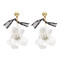 E-4652 Trendy Gold Plated Lace Crystal Sequins Flower Dangle Earrings