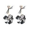 E-4652 Trendy Gold Plated Lace Crystal Sequins Flower Dangle Earrings