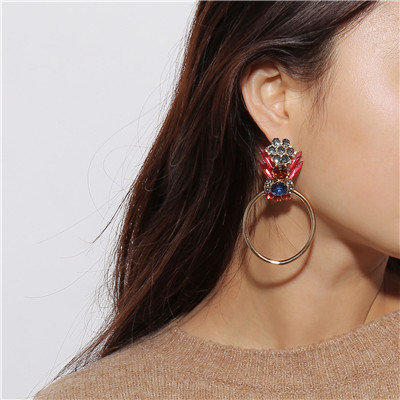 E-4651 Trendy Big Cirque Design Cicadas Shape Rhinestone Earring For Women