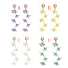 E-4661 Cute Resin Flower Pearl Statement Long Drop Earrings for Women Ladies Wedding Party Jewelry