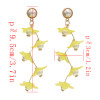 E-4661 Cute Resin Flower Pearl Statement Long Drop Earrings for Women Ladies Wedding Party Jewelry