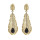 E-4657 Vintage Bohemian Black Stone Rhinestone Leaf Long Statement Earrings Ehnic Handmade Fringe Earring