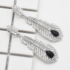 E-4657 Vintage Bohemian Black Stone Rhinestone Leaf Long Statement Earrings Ehnic Handmade Fringe Earring