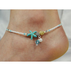 B-0893 Bohemian Fashion Anklet Acrylic beads Jewelry Making Crystal Seastar Starfish Foot Chain Anklet Bracelet Jewelry for Women Feet Accessories