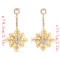 E-4658 Luxurious Gold Silver Hollow Flower Snowflake Statement Earrings Long Crystal Leaves Drop Dangle Earrings for Women Ladies Wedding Party Jewelry