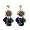 E-4662 4 Color Bohemian Shell Shape Tassels Round Resin Ear Studs Earrings