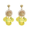 E-4662 4 Color Bohemian Shell Shape Tassels Round Resin Ear Studs Earrings