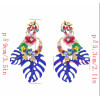 E-4669 Big Fashion Gold Metal Women Flower Shape Rhinestone Drop Earring Wedding Party Jewelry