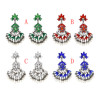 E-4665 Luxurious Baroque Black Gun Alloy Rhinestone Snowflake Statement Earrings Big Large Crystal Drop Dangle Earrings for Women Ladies Wedding Party Jewelry