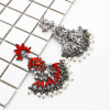 E-4665 Luxurious Baroque Black Gun Alloy Rhinestone Snowflake Statement Earrings Big Large Crystal Drop Dangle Earrings for Women Ladies Wedding Party Jewelry