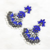 E-4665 Luxurious Baroque Black Gun Alloy Rhinestone Snowflake Statement Earrings Big Large Crystal Drop Dangle Earrings for Women Ladies Wedding Party Jewelry