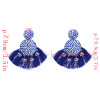 E-4670 6 Colors Trendy Bohemian Round Shape Tassels Metal Acrylic Earrings Summer Jewelry